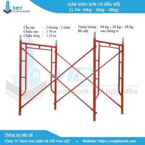 Trọng lượng giàn giáo sơn 1.7m