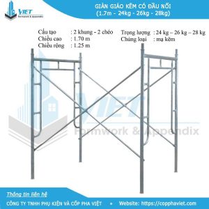 Trọng lượng giàn giáo kẽm 1.7m